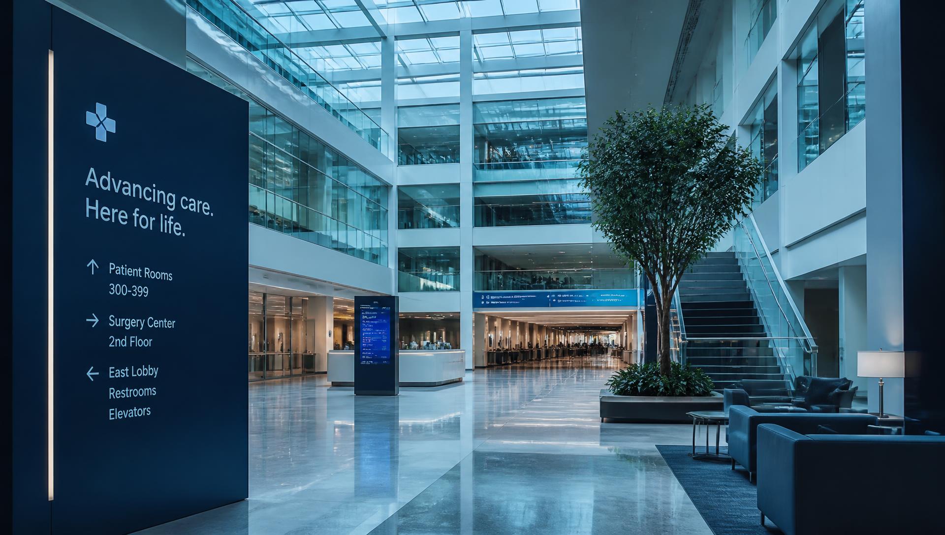 Modern hospital atrium interior